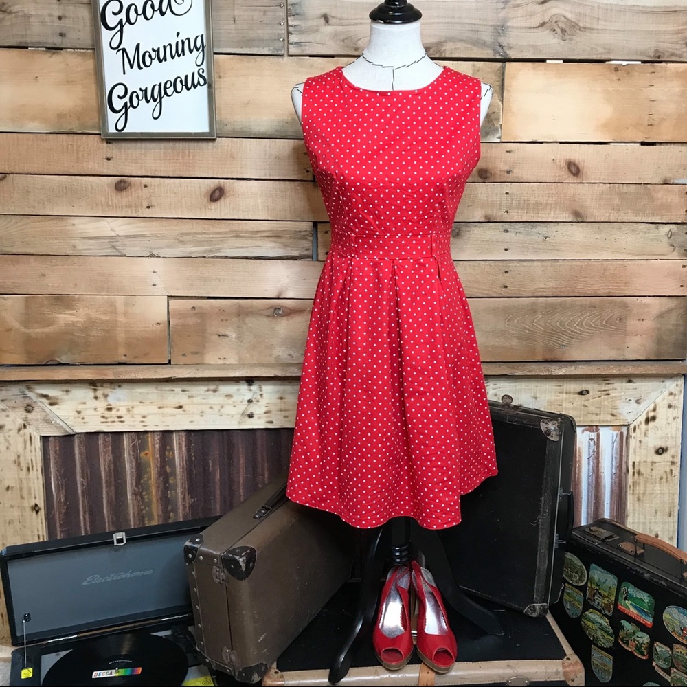 EUC red sleeveless summer dress, vintage style